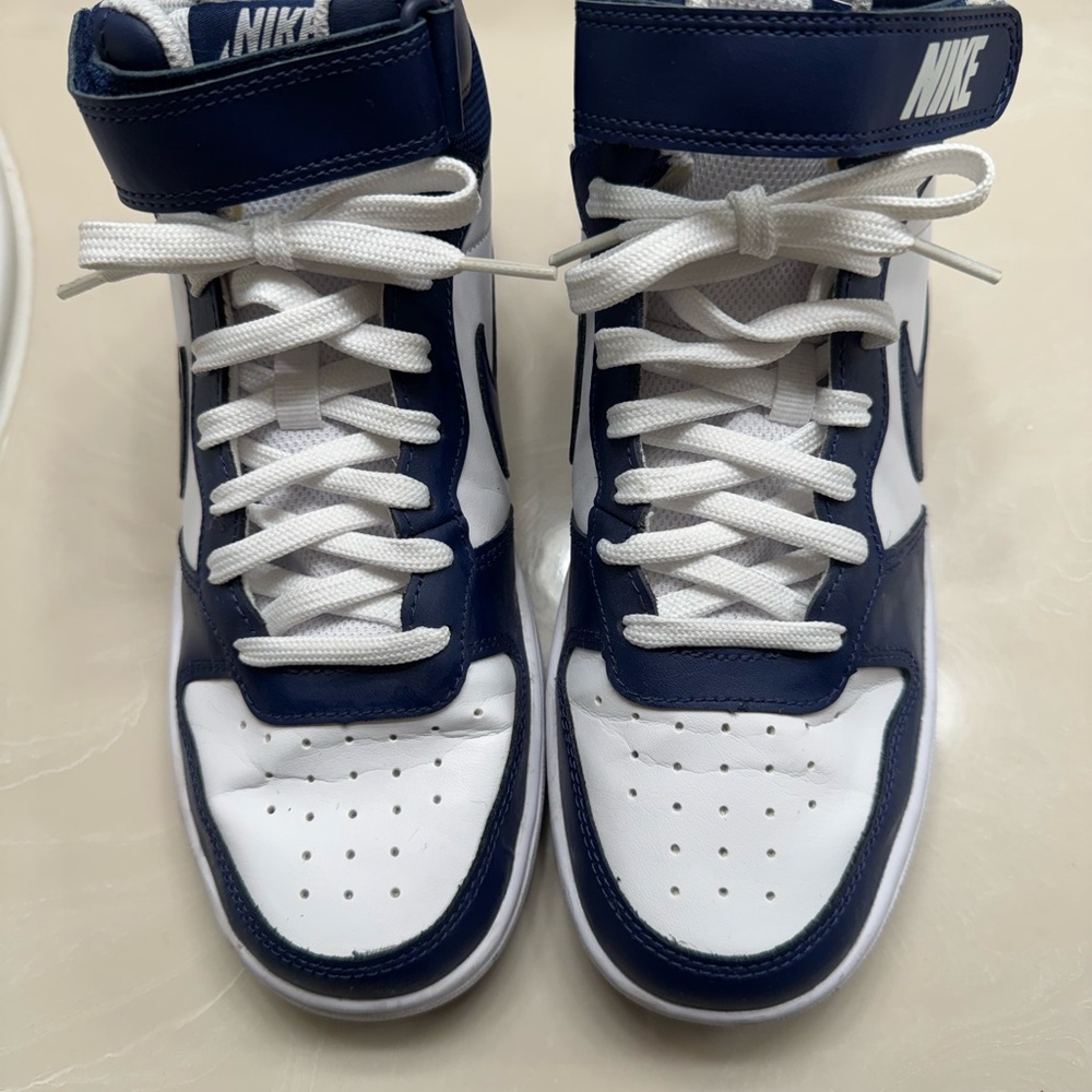 Nike Kids High-Top Sneakers - Dark Blue and White